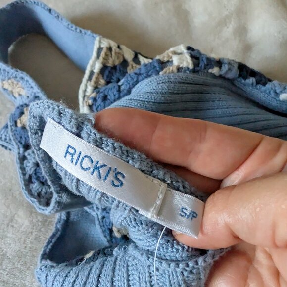 Ricki's Blue and Cream Crochet Top - Picture 7 of 7